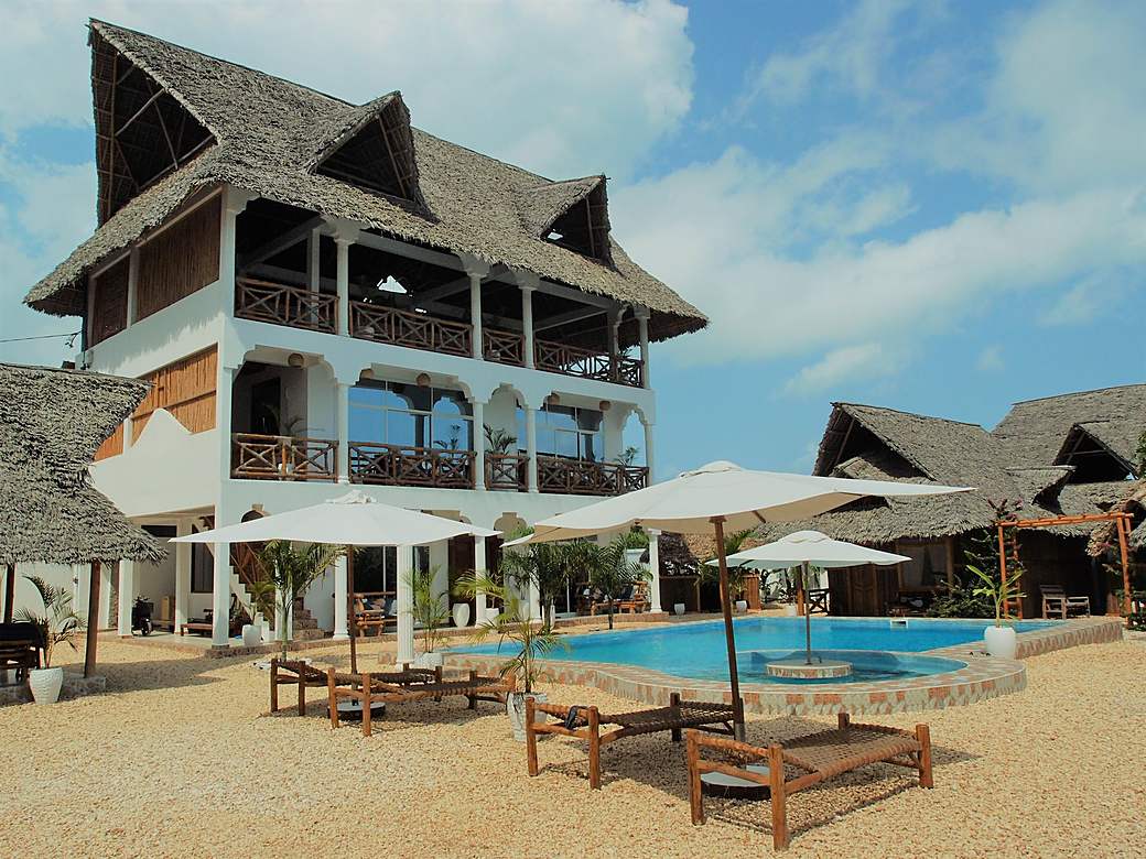Beachfront lodge restaurant and terrace